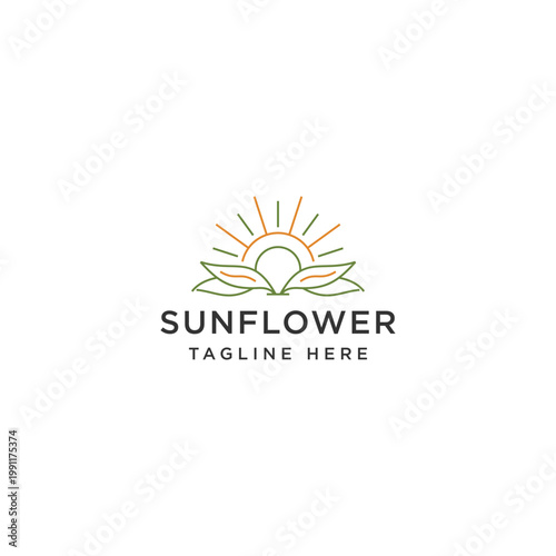 Sun flower logo design template