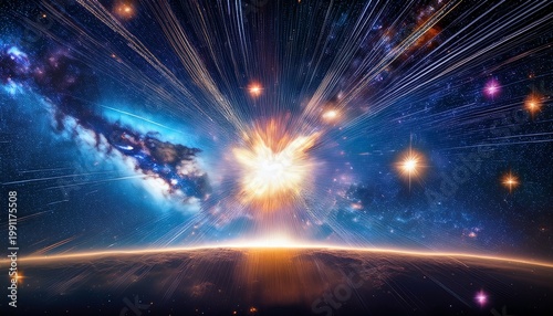 Galactic Explosion With Stars And Cosmic Dust