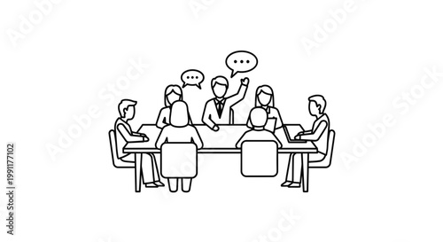 Business people sitting around table.