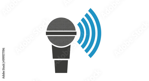 Microphone with Sound Waves Emitting 3.