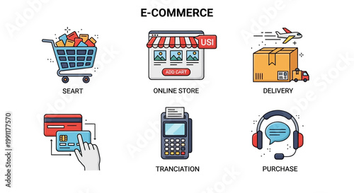 E commerce shopping cart checkout process.