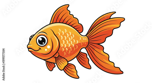Cartoon Goldfish in Orange Color.