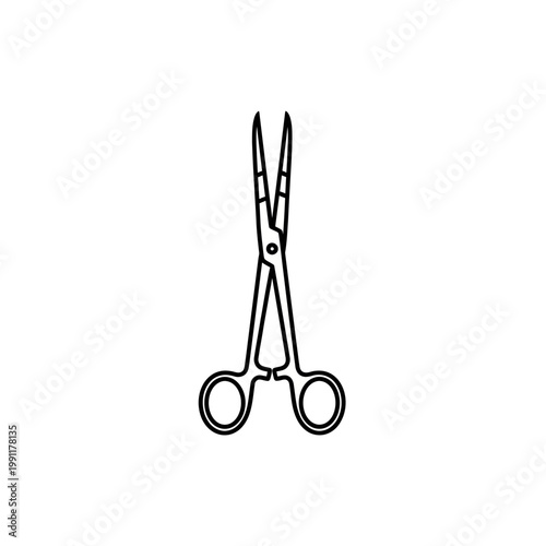 Surgical Forceps and Hemostat Vector Icon - Minimalist Medical Tool Illustration for Healthcare and Clinical Design