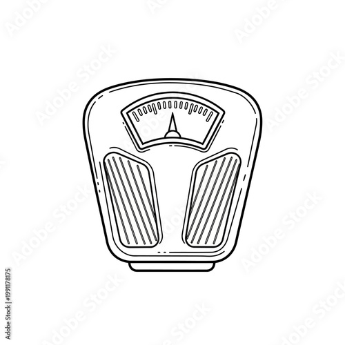 Hand-Drawn Bathroom Scale Vector Illustration - Minimalist Weight Loss and Fitness Concept Sketch