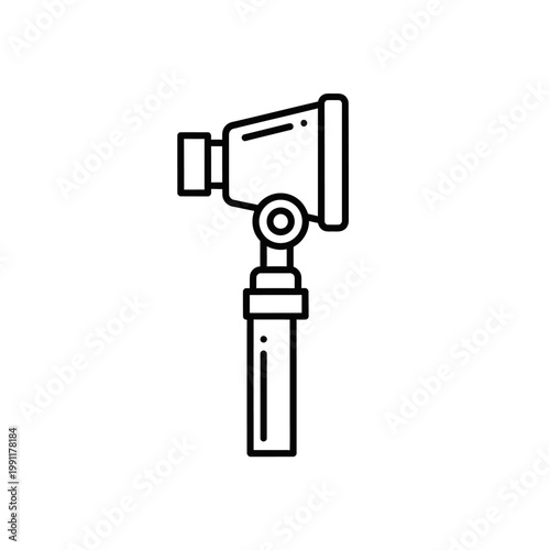 Otoscope Medical Icon for Ear Examination and Healthcare Diagnostics - Minimalist Black Line Art Vector