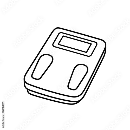 Digital Bathroom Scale Line Art Icon - Minimalist Weight Scale Illustration for Health and Fitness Projects