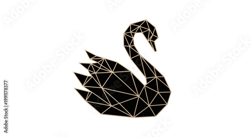 Geometric Black Swan Illustration with Polygonal Design.