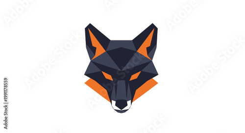 Geometric Fox Head Logo Design Abstract Art.