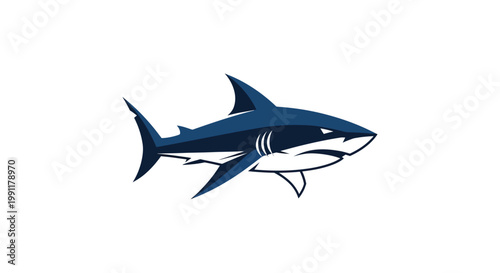 Illustration of a Fierce Blue Shark with Sharp Teeth.