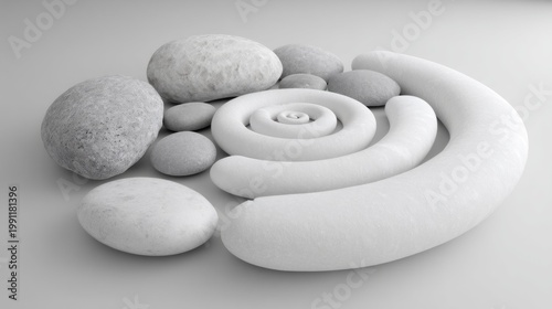 Smooth River Stones Arranged from Smallest to Largest in Spiral Pattern