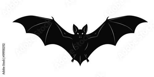 Spooky silhouette black bat illustration for happy halloween decorations and creepy october vibes