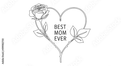 Simple line of a mother holding a child with mom ever text line mother family