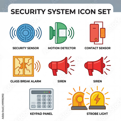 Security System Icons Set Vector Illustration.