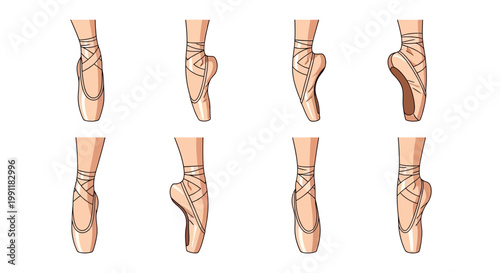 Ballet feet in various positions showcasing different angles and movements