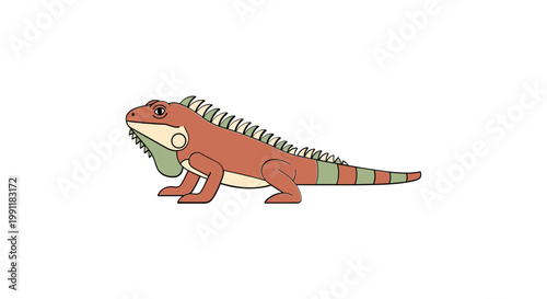Cartoon Iguana Lizard Illustration - Cute Reptile Character