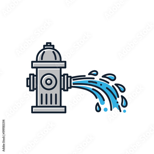 Dynamic Fire Hydrant Icon with Water Spray, Silver and Blue_transparent.