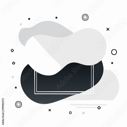 Fluid gradient background vector. Cute and minimalist style posters, Photo frame cover with black and white shapes and liquid color.