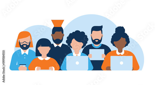 Diverse group of people working.