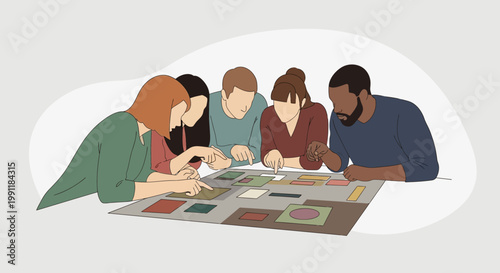 Diverse group working together.