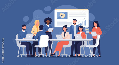 Diverse team in meeting room.