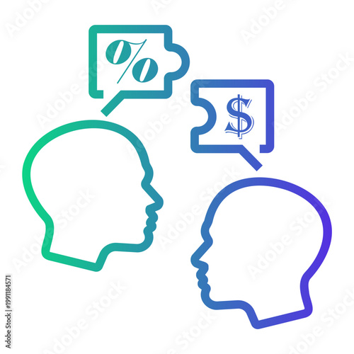 negotiation Line Gradient Icon