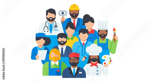 Diverse Professionals in Various Occupations.