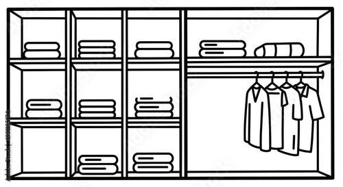 Clothing and folded laundry storage.