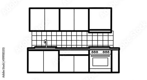 Modern kitchen cabinet design plan.