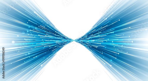 Abstract Blue Technology Motion Blur Lines on White Background