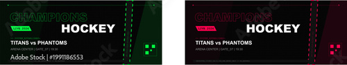 Photography Hockey game tickets two views of digital or printed admission
