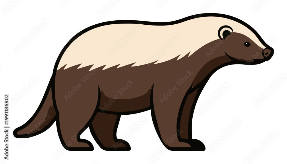 Obraz premium Honey badger side view vector illustration. Generative AI