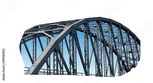 Industrial steel bridge architecture under a clear blue sky
