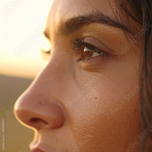 Close-up of a 30-year-old beautiful hispanic woman's face.