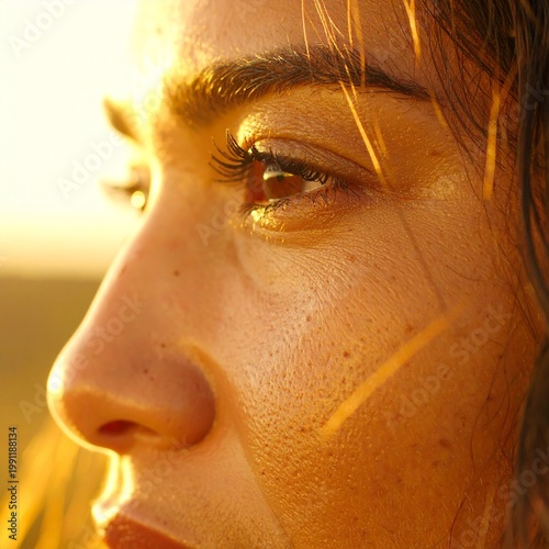 Close-up of a 30-year-old beautiful hispanic woman's face.
