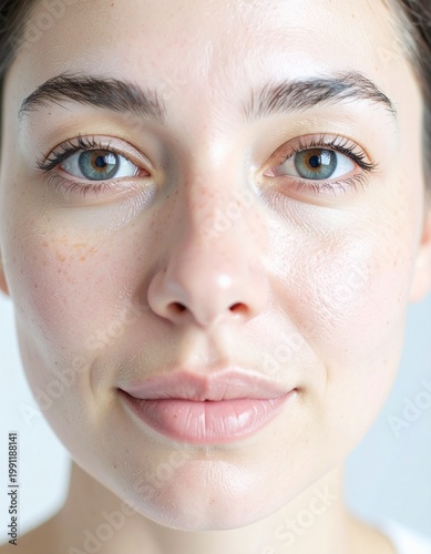 Close-up of a 30-year-old beautiful hispanic woman's face.