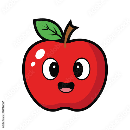 vector red apple with a worm