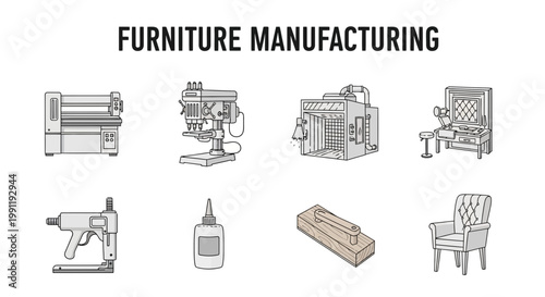 Furniture manufacturing industry tools equipment.