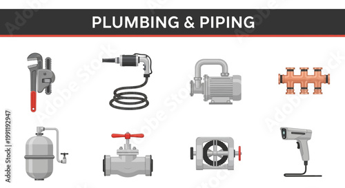 Plumbing and piping tools equipment.