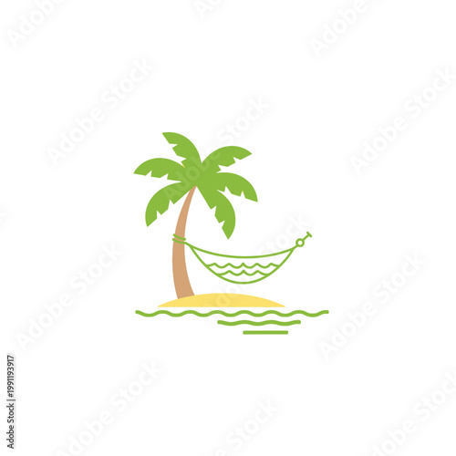 Hammock under a palm tree.