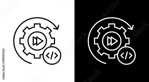 System Update Outline White Icon Set Design