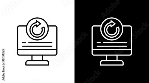 Software Refresh Outline White Icon Set Design