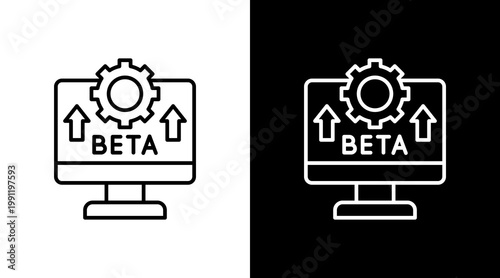 Beta Release Outline White Icon Set Design