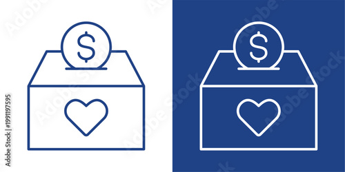 Fundraising Blue And White Icon Style Collection