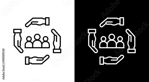 Community Outreach Outline White Icon Set Design