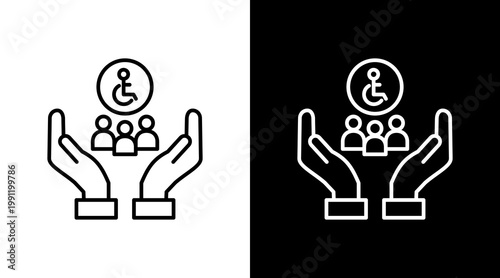 Disability Support Outline White Icon Set Design