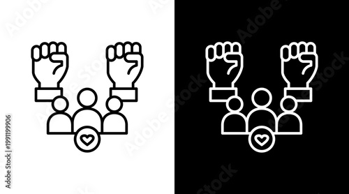 Volunteer Team Outline White Icon Set Design