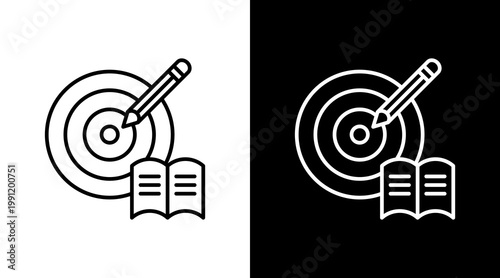 Study Target Outline White Icon Set Design