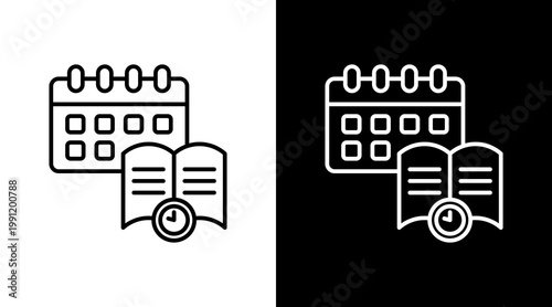 Study Routine Outline White Icon Set Design