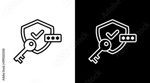 Security Token Outline White Icon Set Design