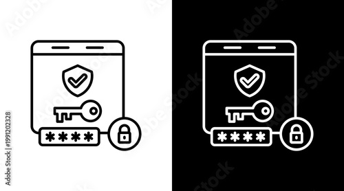 Login Verification Outline White Icon Set Design